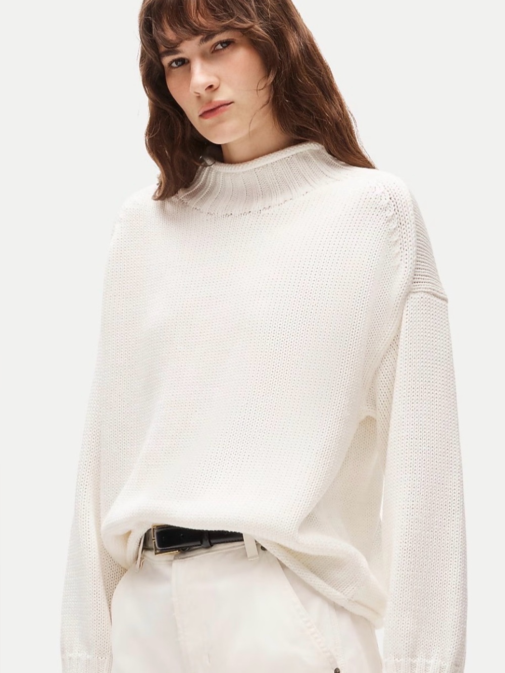 J. Crew Cream Rollneck Cotton Knit Sweater